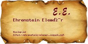 Ehrenstein Elemér névjegykártya